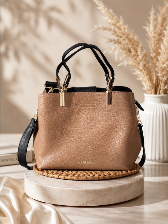 like dreams Handbags - LIKE DREAMS Women Vegan Leather Detachable Strap Bucket Crossbody Bag Camel